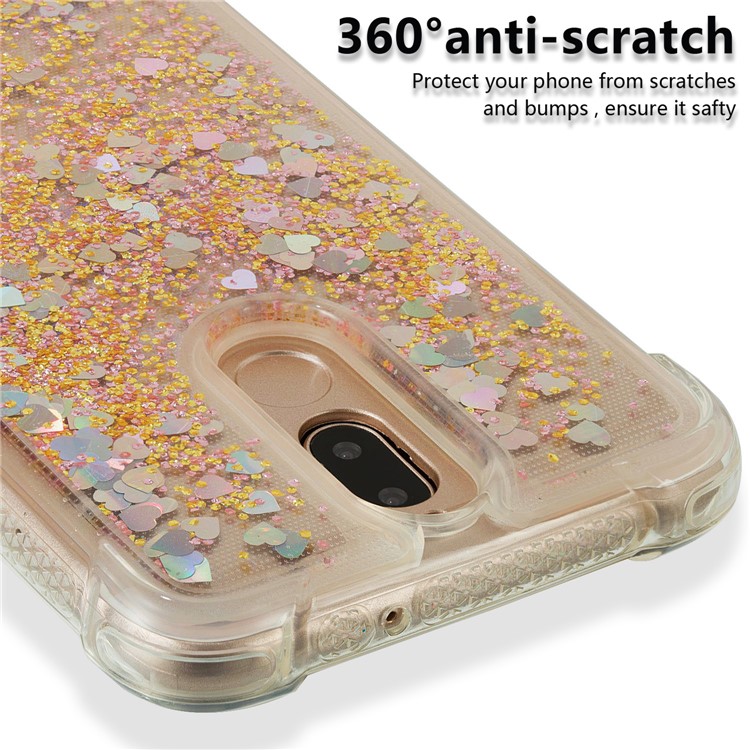 Floating Glitter Powder Sequins TPU Shockproof Casing Cover for Huawei Mate 10 Lite / Honor 9i (India) - Gold-3