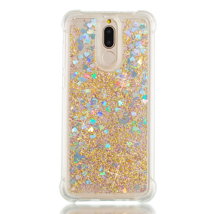 Floating Glitter Powder Sequins TPU Shockproof Casing Cover for Huawei Mate 10 Lite / Honor 9i (India) - Gold-4