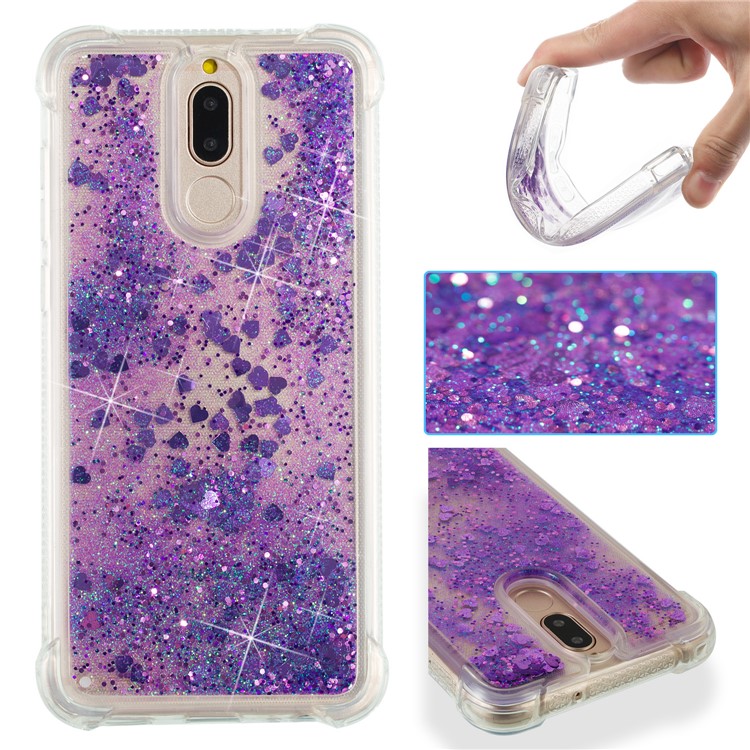 Floating Glitter Powder Sequins TPU Shockproof Protective Casing for Huawei Mate 10 Lite / Maimang 6 - Blue-1