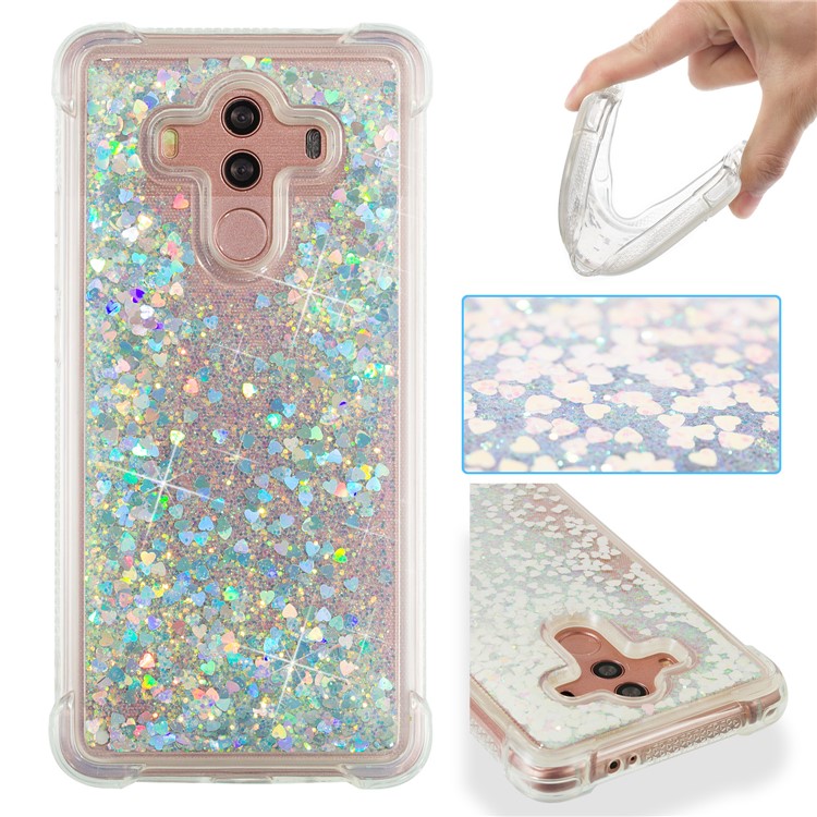 For Huawei Mate 10 Pro Moving Glitter Powder Sequins TPU Shockproof Case - Silver-1
