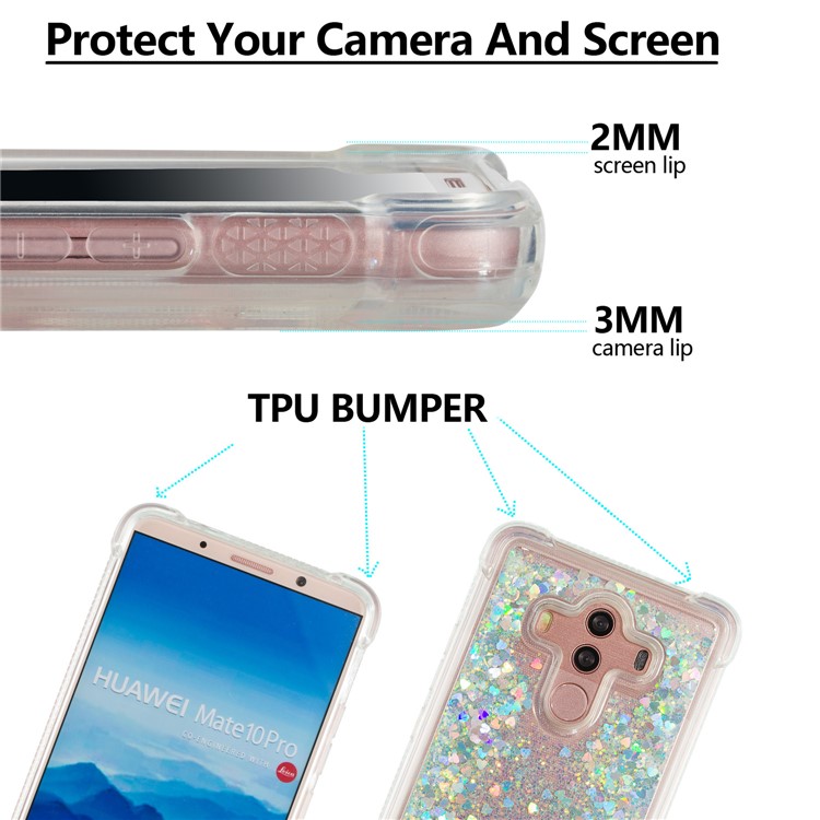 For Huawei Mate 10 Pro Moving Glitter Powder Sequins TPU Shockproof Case - Silver-2