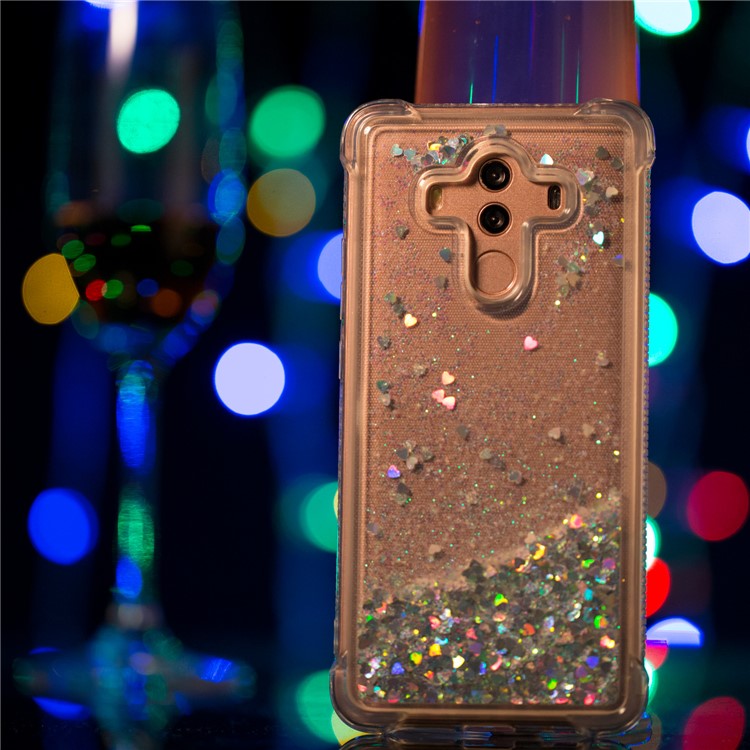 For Huawei Mate 10 Pro Moving Glitter Powder Sequins TPU Shockproof Case - Silver-5
