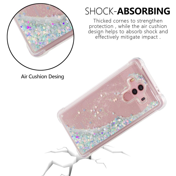 For Huawei Mate 10 Pro Moving Glitter Powder Sequins TPU Shockproof Case - Silver-6
