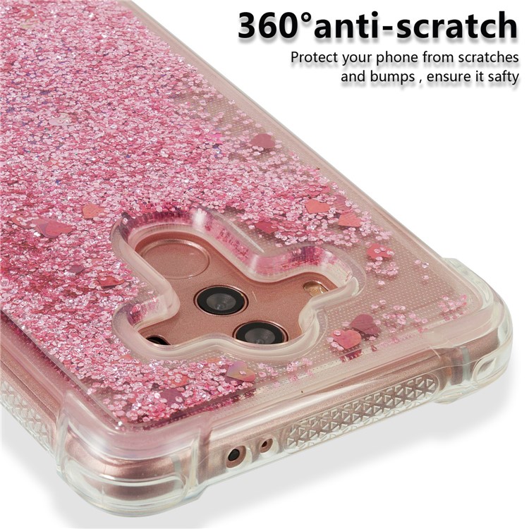 For Huawei Mate 10 Pro Moving Glitter Powder Sequins TPU Shockproof Cover - Rose Gold-3