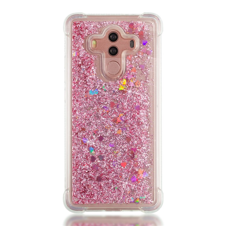 For Huawei Mate 10 Pro Moving Glitter Powder Sequins TPU Shockproof Cover - Rose Gold-4
