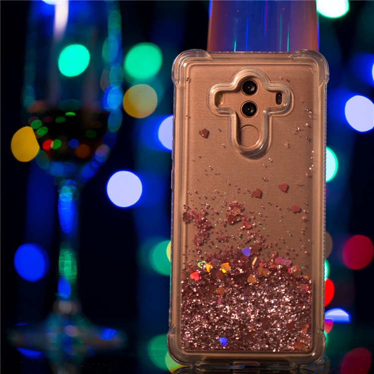 For Huawei Mate 10 Pro Moving Glitter Powder Sequins TPU Shockproof Cover - Rose Gold-5
