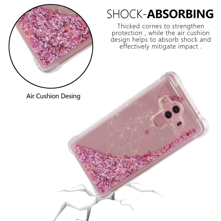 For Huawei Mate 10 Pro Moving Glitter Powder Sequins TPU Shockproof Cover - Rose Gold-6
