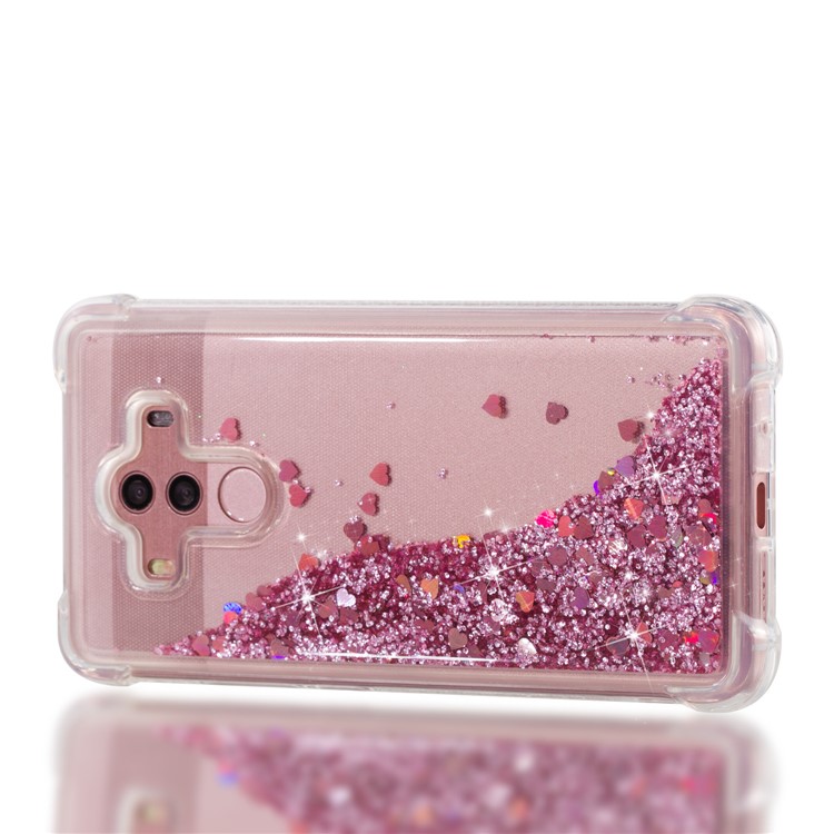 For Huawei Mate 10 Pro Moving Glitter Powder Sequins TPU Shockproof Cover - Rose Gold-7