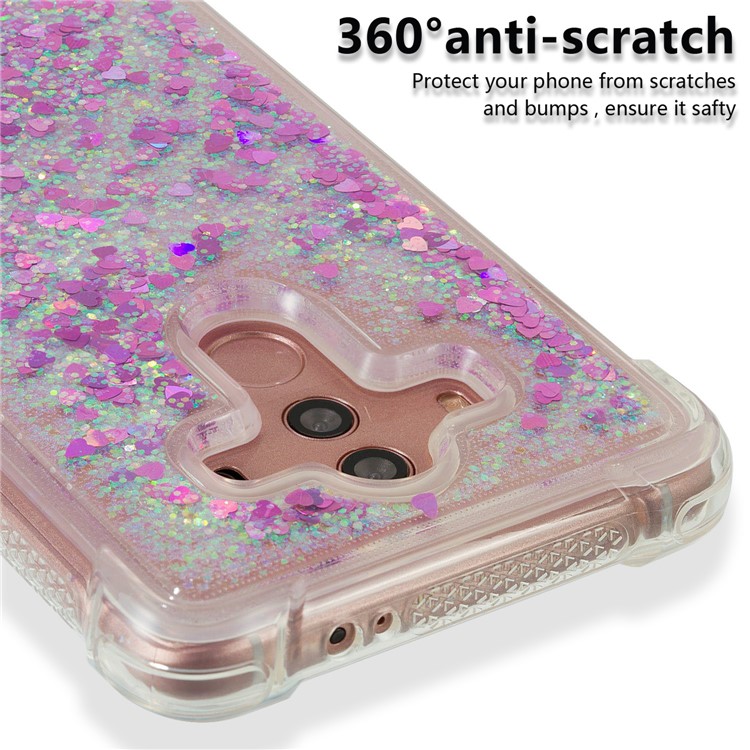 For Huawei Mate 10 Pro Moving Glitter Powder Sequins TPU Shockproof Back Case - Rose-3