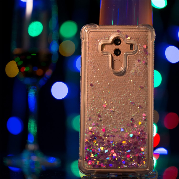 For Huawei Mate 10 Pro Moving Glitter Powder Sequins TPU Shockproof Back Case - Rose-5