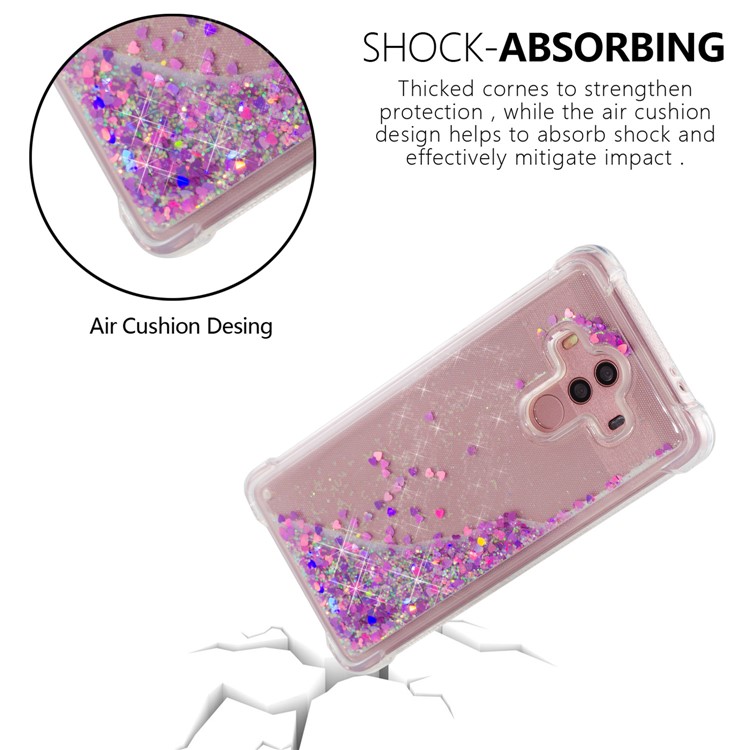 For Huawei Mate 10 Pro Moving Glitter Powder Sequins TPU Shockproof Back Case - Rose-6
