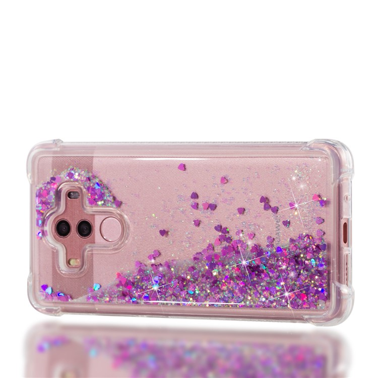 For Huawei Mate 10 Pro Moving Glitter Powder Sequins TPU Shockproof Back Case - Rose-7
