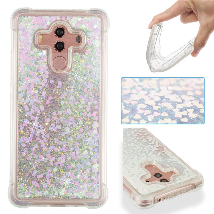 For Huawei Mate 10 Pro Moving Glitter Powder Sequins TPU Shockproof Gel Case - Pink-1