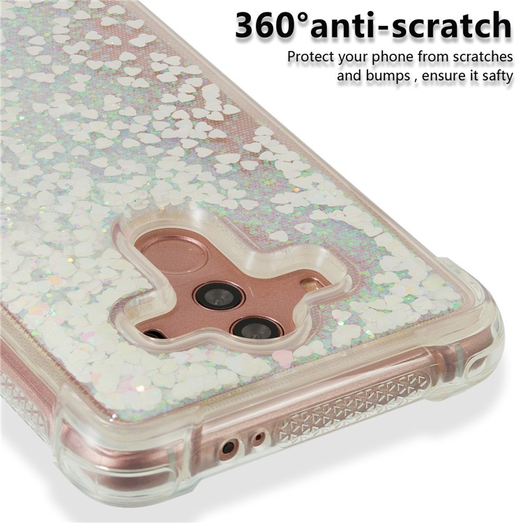 For Huawei Mate 10 Pro Moving Glitter Powder Sequins TPU Shockproof Gel Case - Pink-3