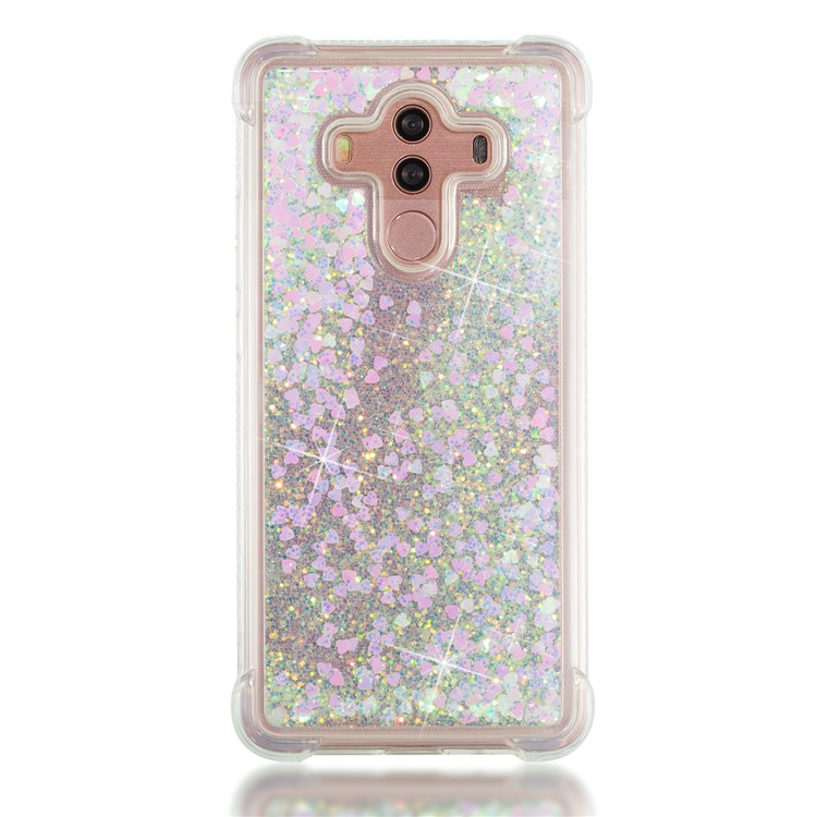 For Huawei Mate 10 Pro Moving Glitter Powder Sequins TPU Shockproof Gel Case - Pink-4