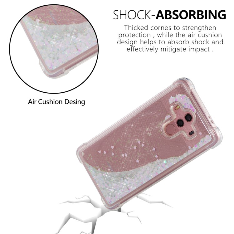 For Huawei Mate 10 Pro Moving Glitter Powder Sequins TPU Shockproof Gel Case - Pink-6
