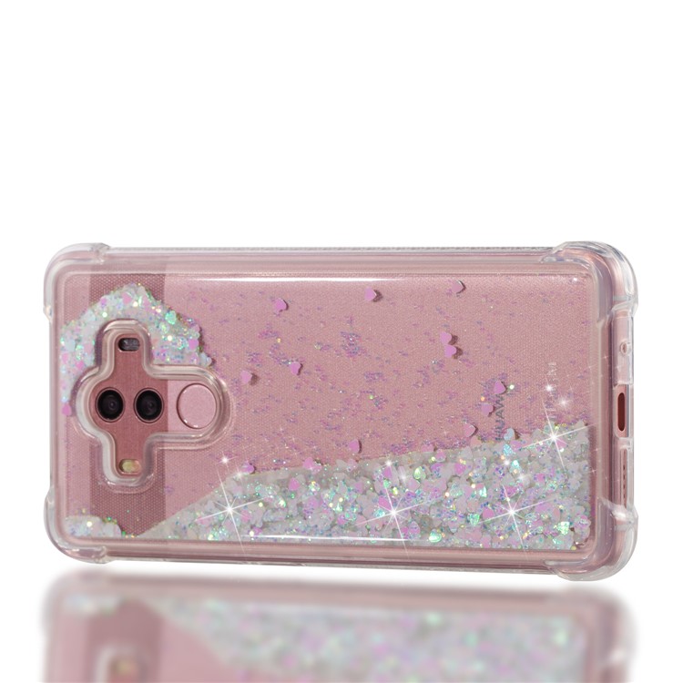 For Huawei Mate 10 Pro Moving Glitter Powder Sequins TPU Shockproof Gel Case - Pink-7