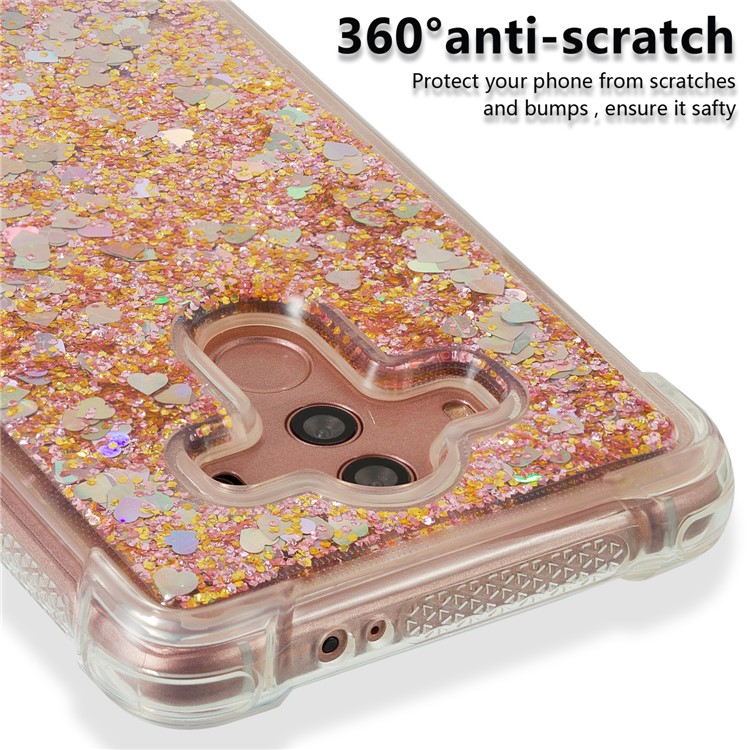 For Huawei Mate 10 Pro Moving Glitter Powder Sequins TPU Shockproof Phone Casing - Gold-3