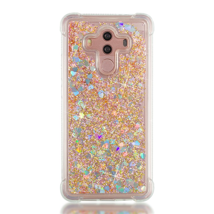 For Huawei Mate 10 Pro Moving Glitter Powder Sequins TPU Shockproof Phone Casing - Gold-4