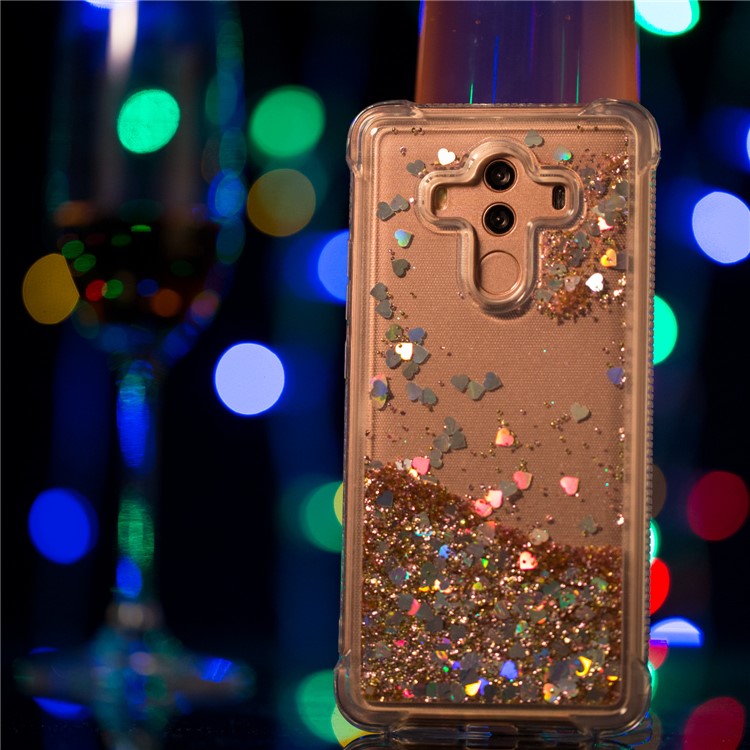 For Huawei Mate 10 Pro Moving Glitter Powder Sequins TPU Shockproof Phone Casing - Gold-5