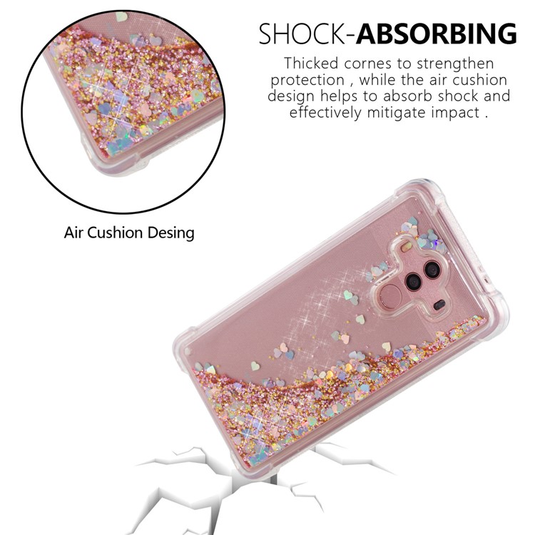 For Huawei Mate 10 Pro Moving Glitter Powder Sequins TPU Shockproof Phone Casing - Gold-6