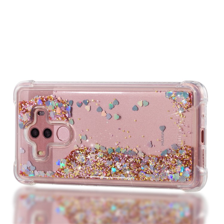 For Huawei Mate 10 Pro Moving Glitter Powder Sequins TPU Shockproof Phone Casing - Gold-7