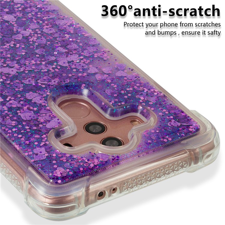 For Huawei Mate 10 Pro Moving Glitter Powder Sequins TPU Shockproof Mobile Cover - Purple-3