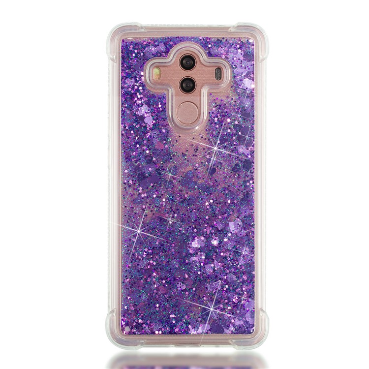 For Huawei Mate 10 Pro Moving Glitter Powder Sequins TPU Shockproof Mobile Cover - Purple-4