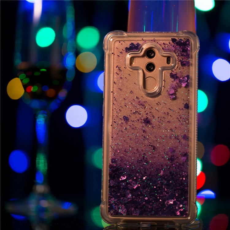 For Huawei Mate 10 Pro Moving Glitter Powder Sequins TPU Shockproof Mobile Cover - Purple-5