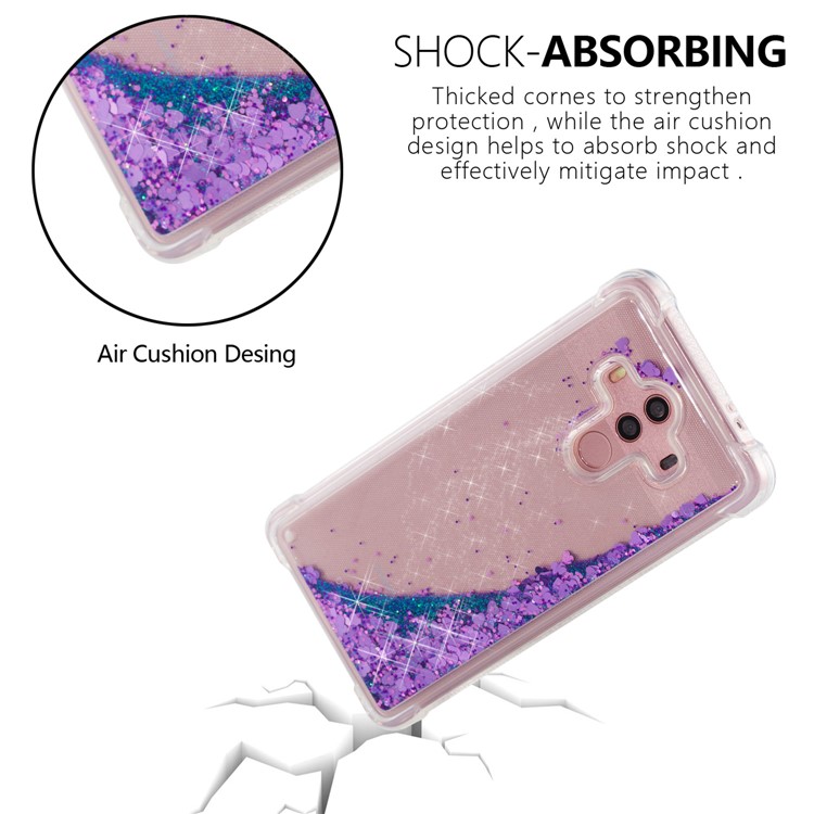 For Huawei Mate 10 Pro Moving Glitter Powder Sequins TPU Shockproof Mobile Cover - Purple-6