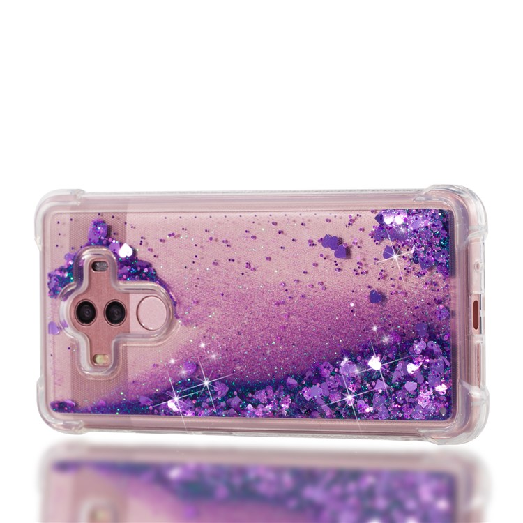 For Huawei Mate 10 Pro Moving Glitter Powder Sequins TPU Shockproof Mobile Cover - Purple-7