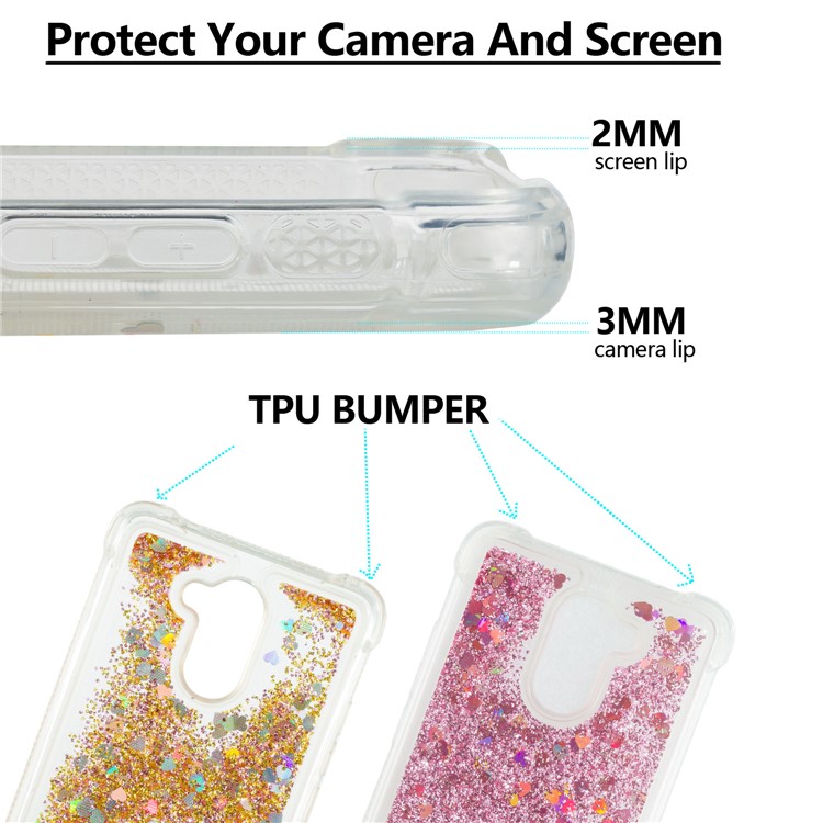 Dynamic Glitter Powder Sequins TPU Shockproof Cover for Huawei Y7 Prime / Enjoy 7 Plus - Rose Gold-2