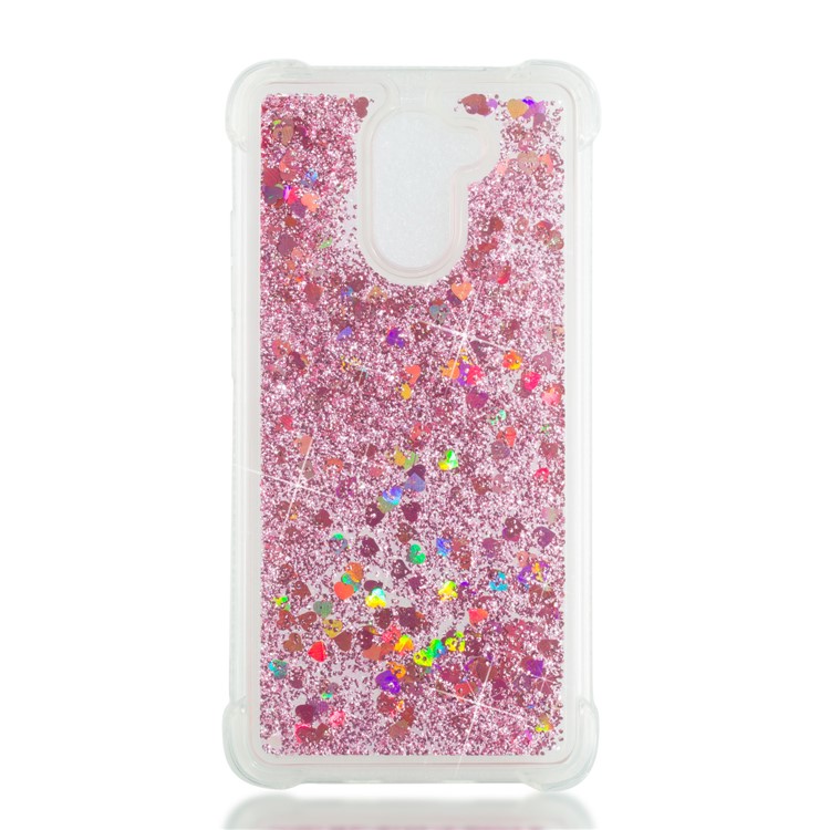 Dynamic Glitter Powder Sequins TPU Shockproof Cover for Huawei Y7 Prime / Enjoy 7 Plus - Rose Gold-4