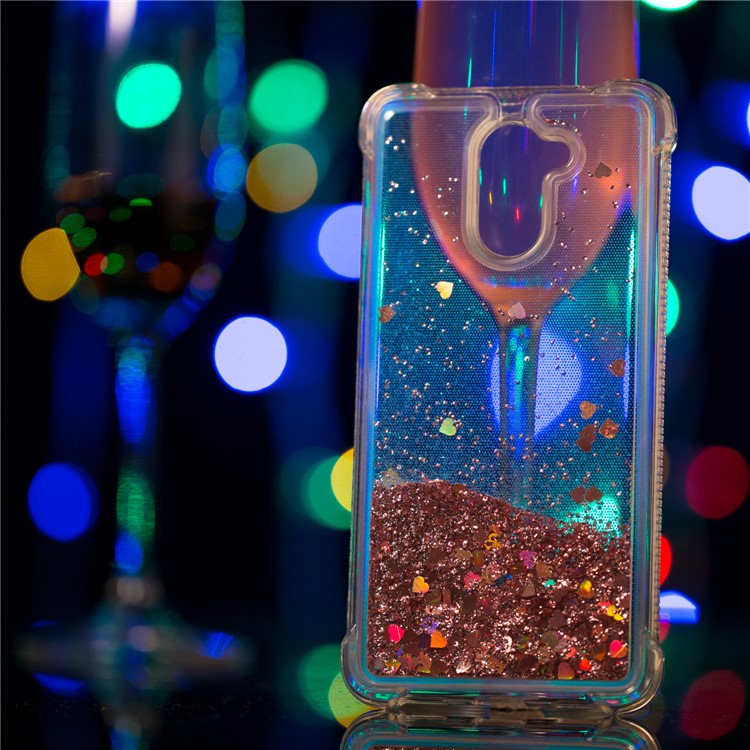 Dynamic Glitter Powder Sequins TPU Shockproof Cover for Huawei Y7 Prime / Enjoy 7 Plus - Rose Gold-5