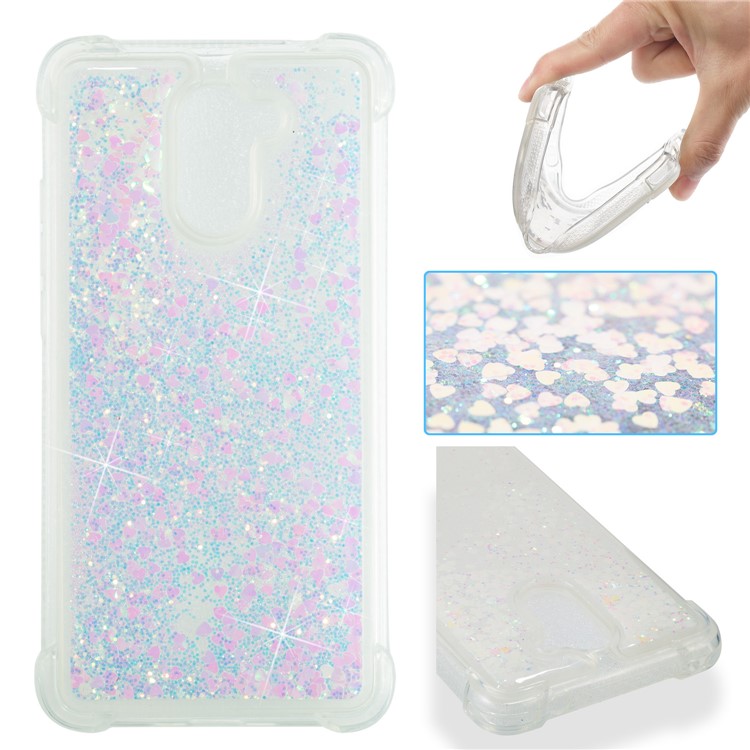 Dynamic Glitter Powder Sequins TPU Shockproof Phone Case for Huawei Y7 Prime / Enjoy 7 Plus - Pink-1