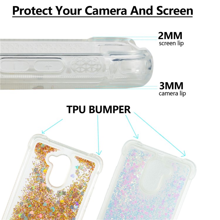 Dynamic Glitter Powder Sequins TPU Shockproof Phone Case for Huawei Y7 Prime / Enjoy 7 Plus - Pink-2