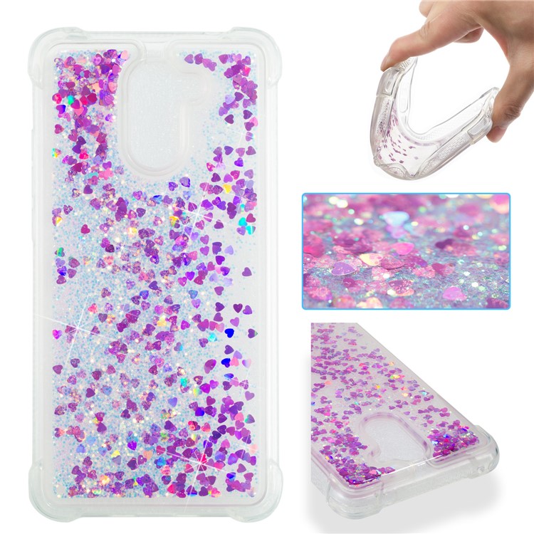 Dynamic Glitter Powder Sequins TPU Shockproof Mobile Case for Huawei Y7 Prime / Enjoy 7 Plus - Rose-1
