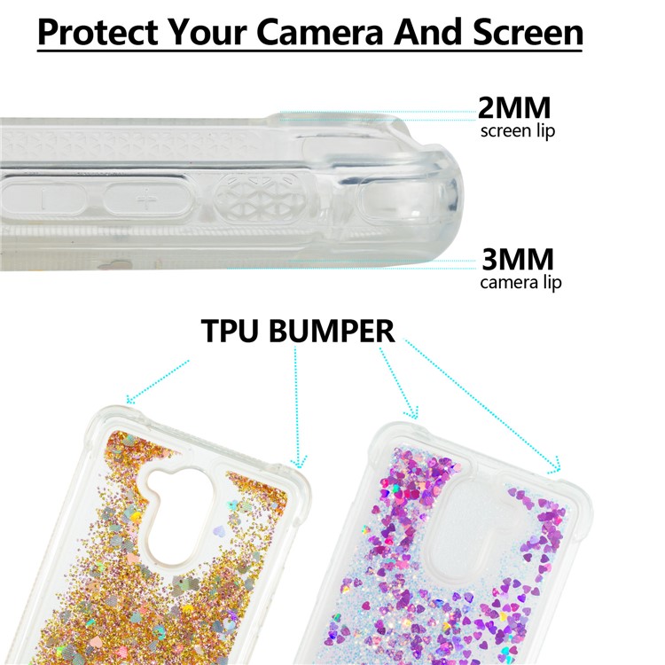 Dynamic Glitter Powder Sequins TPU Shockproof Mobile Case for Huawei Y7 Prime / Enjoy 7 Plus - Rose-2