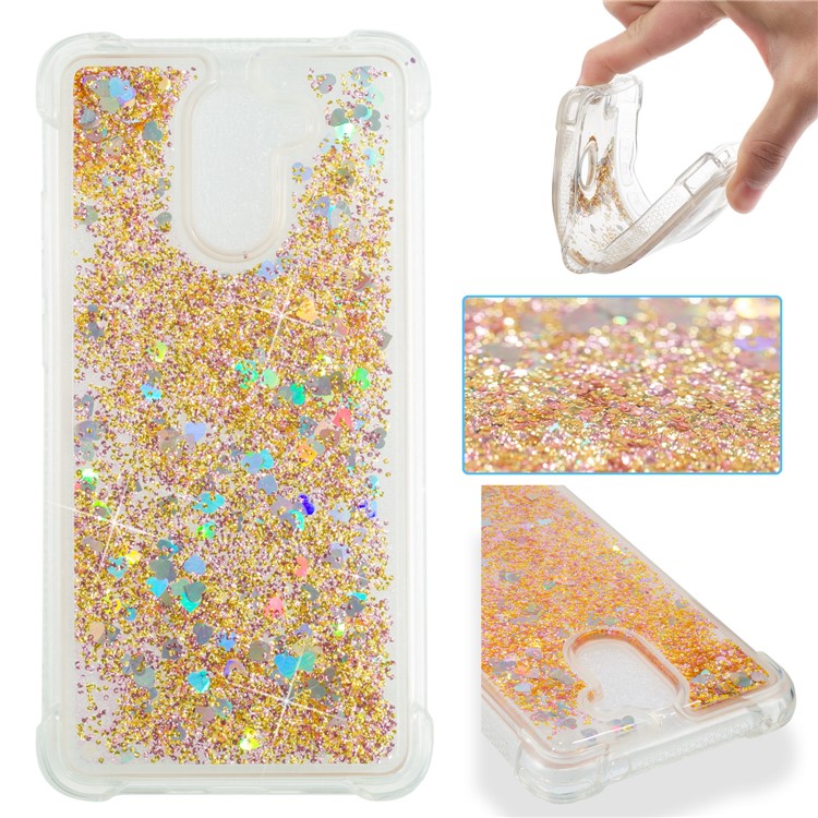 Dynamic Glitter Powder Sequins TPU Shockproof Back Case for Huawei Y7 Prime / Enjoy 7 Plus - Gold-1