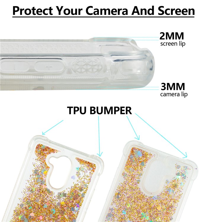 Dynamic Glitter Powder Sequins TPU Shockproof Back Case for Huawei Y7 Prime / Enjoy 7 Plus - Gold-2