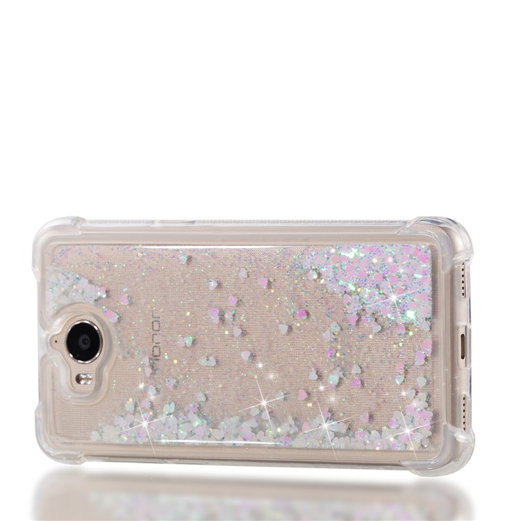 Dynamic Glitter Powder Sequins Shockproof TPU Phone Case for Huawei Y6 (2017)/Y5 (2017) - Pink-7