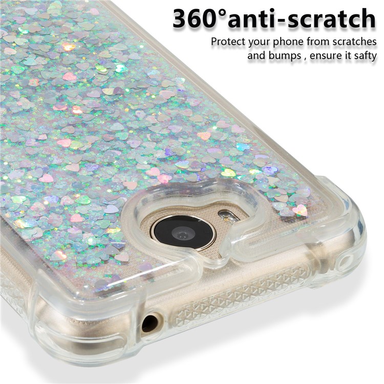 Dynamic Glitter Powder Sequins Shockproof TPU Phone Cover for Huawei Y6 (2017)/Y5 (2017) - Silver-3
