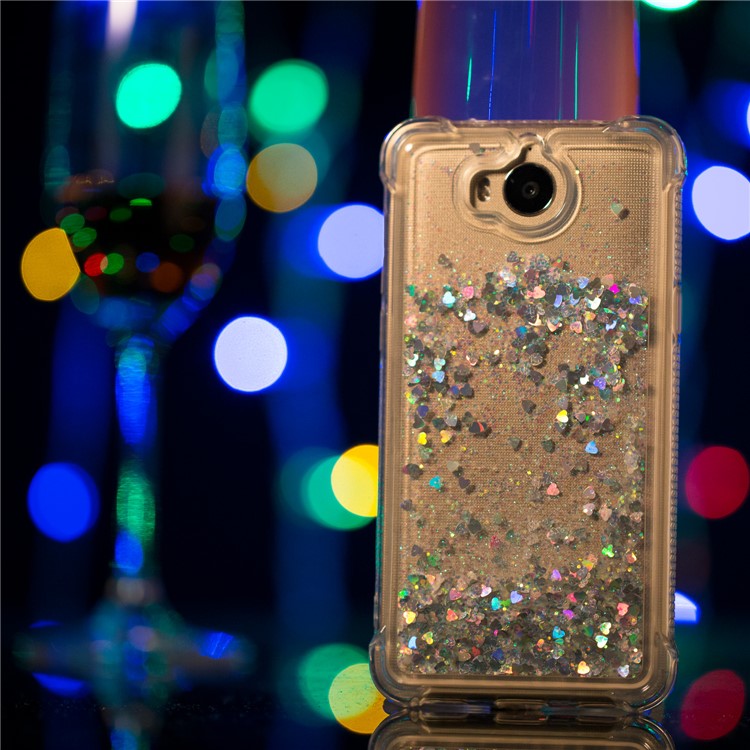 Dynamic Glitter Powder Sequins Shockproof TPU Phone Cover for Huawei Y6 (2017)/Y5 (2017) - Silver-5