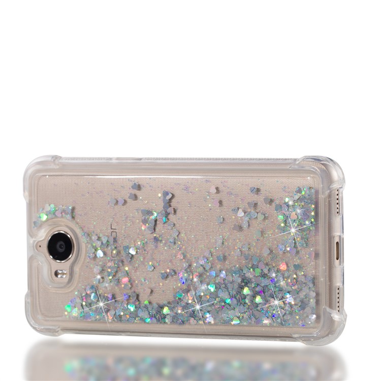 Dynamic Glitter Powder Sequins Shockproof TPU Phone Cover for Huawei Y6 (2017)/Y5 (2017) - Silver-7
