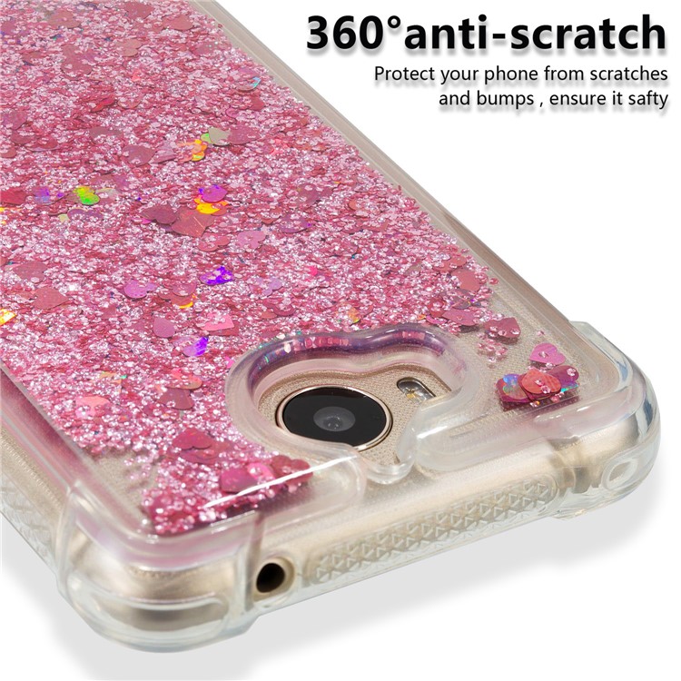 Dynamic Glitter Powder Sequins Shockproof TPU Phone Shell for Huawei Y6 (2017)/Y5 (2017) - Rose Gold-3
