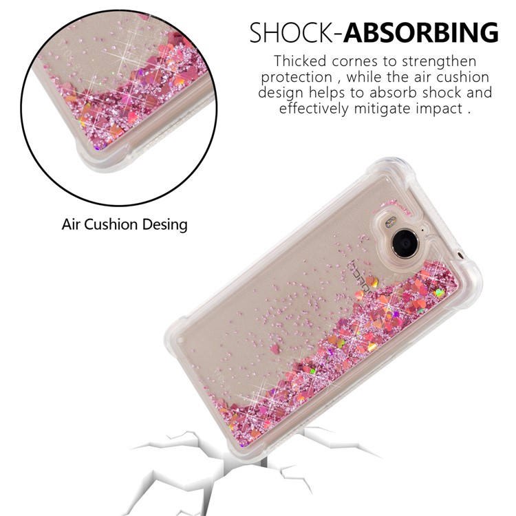 Dynamic Glitter Powder Sequins Shockproof TPU Phone Shell for Huawei Y6 (2017)/Y5 (2017) - Rose Gold-6