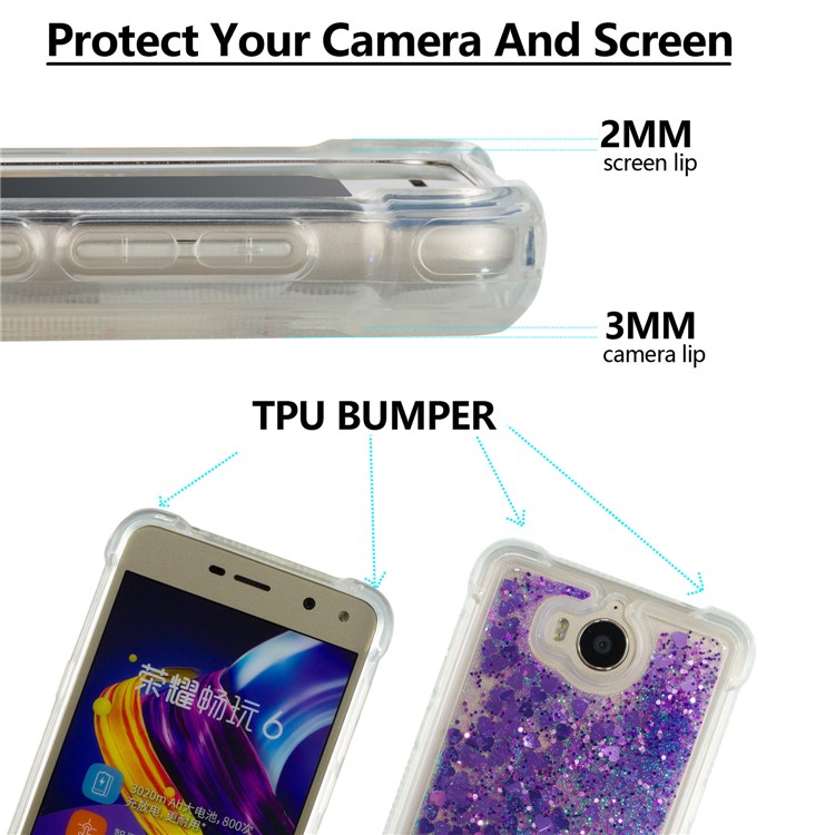Dynamic Glitter Powder Sequins Shockproof TPU Mobile Casing for Huawei Y6 (2017)/Y5 (2017) - Purple-2