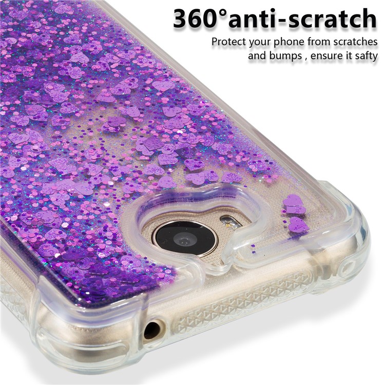Dynamic Glitter Powder Sequins Shockproof TPU Mobile Casing for Huawei Y6 (2017)/Y5 (2017) - Purple-3