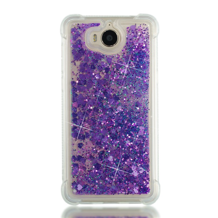 Dynamic Glitter Powder Sequins Shockproof TPU Mobile Casing for Huawei Y6 (2017)/Y5 (2017) - Purple-4