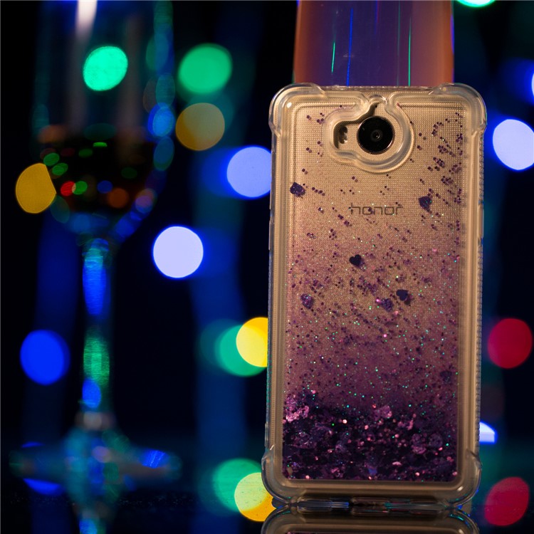 Dynamic Glitter Powder Sequins Shockproof TPU Mobile Casing for Huawei Y6 (2017)/Y5 (2017) - Purple-5